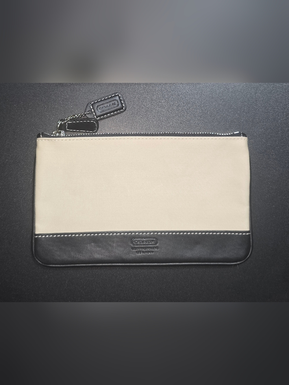 New Condition Coach Two-Tone Canvas and Leather Pouch